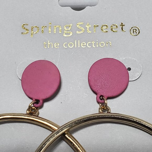 2 Pairs Nordstrom spring street Double Hoop Drop Earrings in gold and silver - Picture 6 of 8